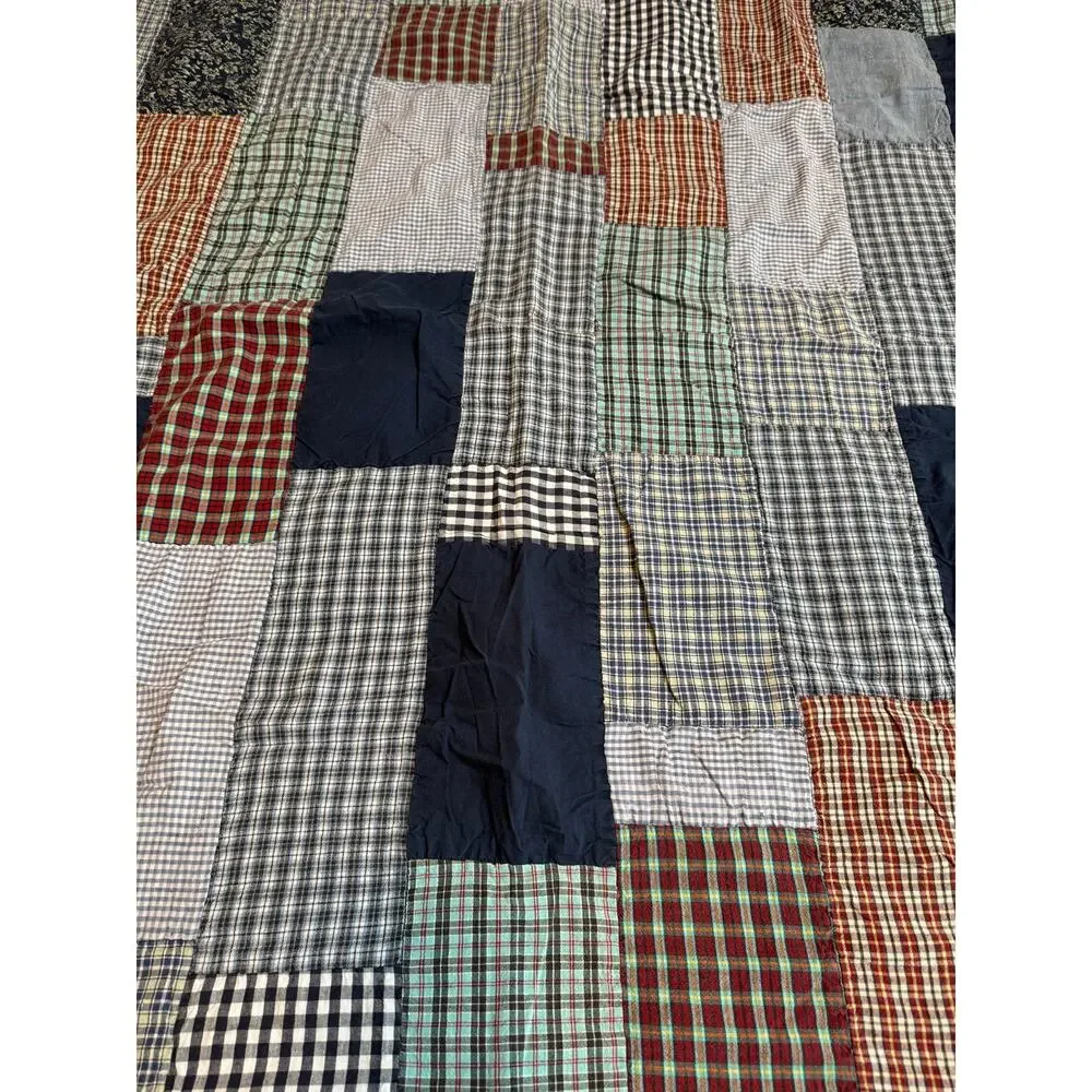 DII Y2K VTG Patchwork Panel Cotton Quilt Throw Blanket Farmhouse Cottagecore